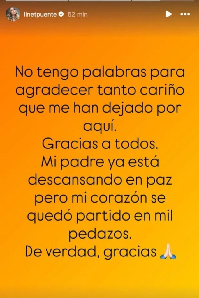 asi se despidio linet puente tras la muerte de su papa