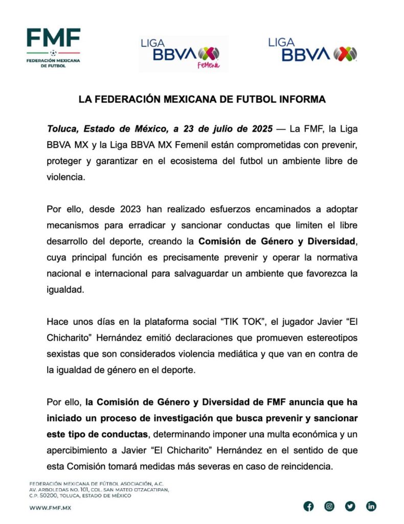  FMF multa al Chicharito
