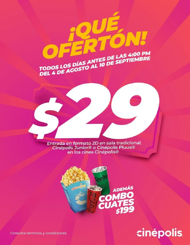 Cinépolis boletos en 29 pesos restricciones