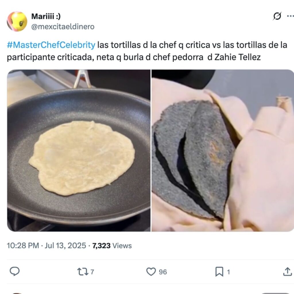 critican las tortillas de la chef zahie en masterchef celebrity