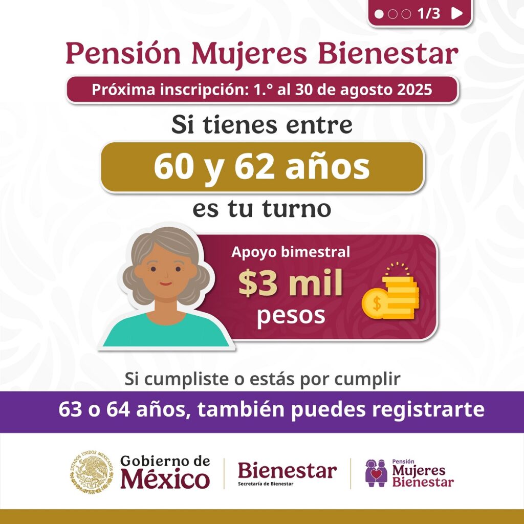 INAPAM Pensión Mujeres Bienestar registro agosto