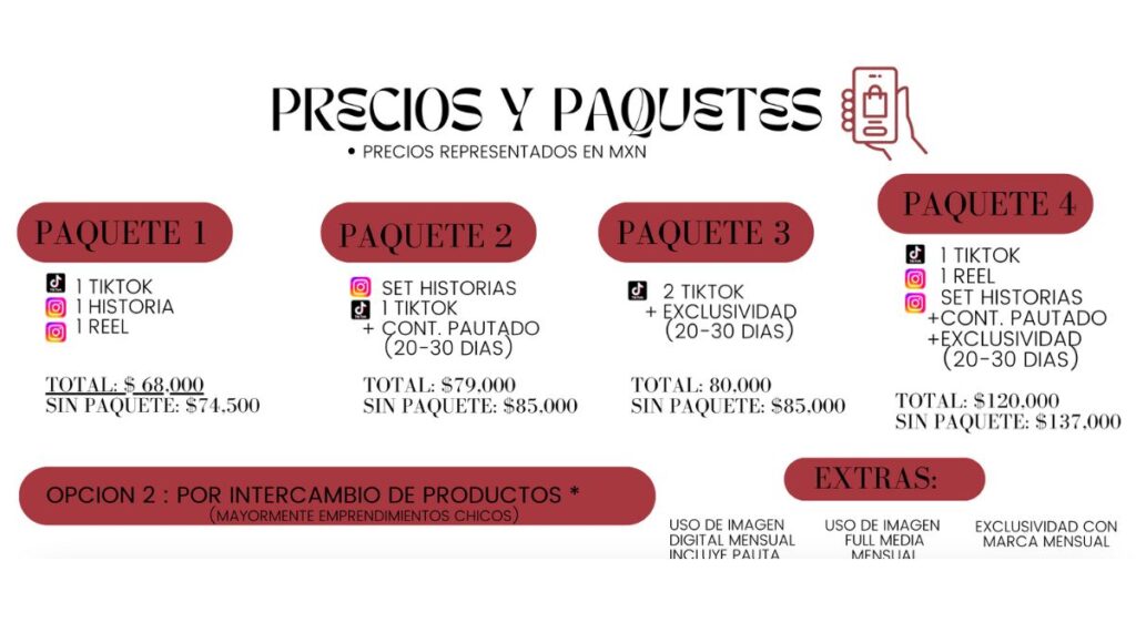 Precios de las colaboraciones con Marianne Gonzaga