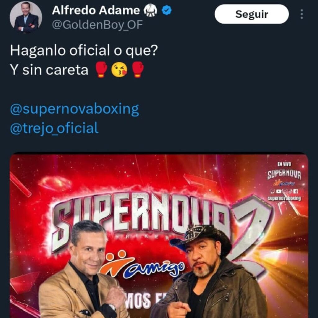 Alfredo Adame peleará con Carlos Trejo en Supernova Strikers