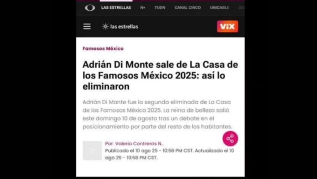 Error de eliminado en La Casa de los Famosos México Adrián Di Monte