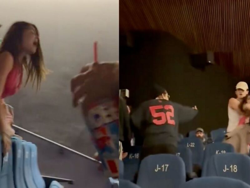 mujer se pone violenta en sala de cine y la bautizan como ladycineteca