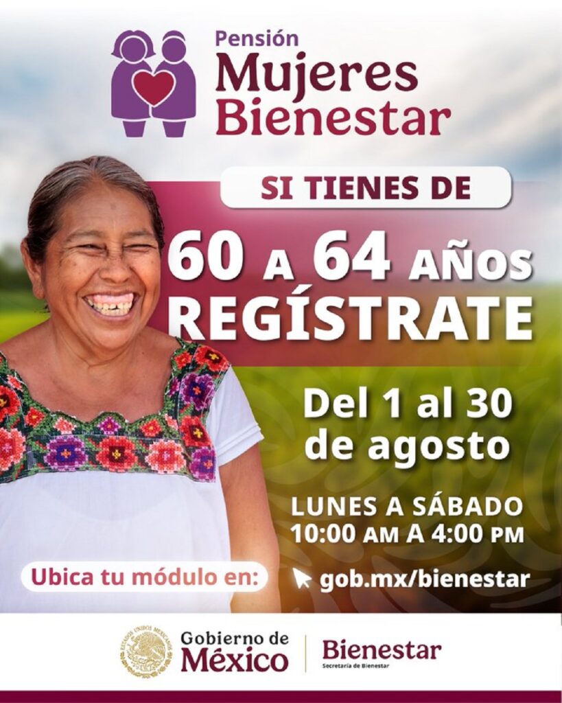 Pensión Mujeres Bienestar agosto requisitos