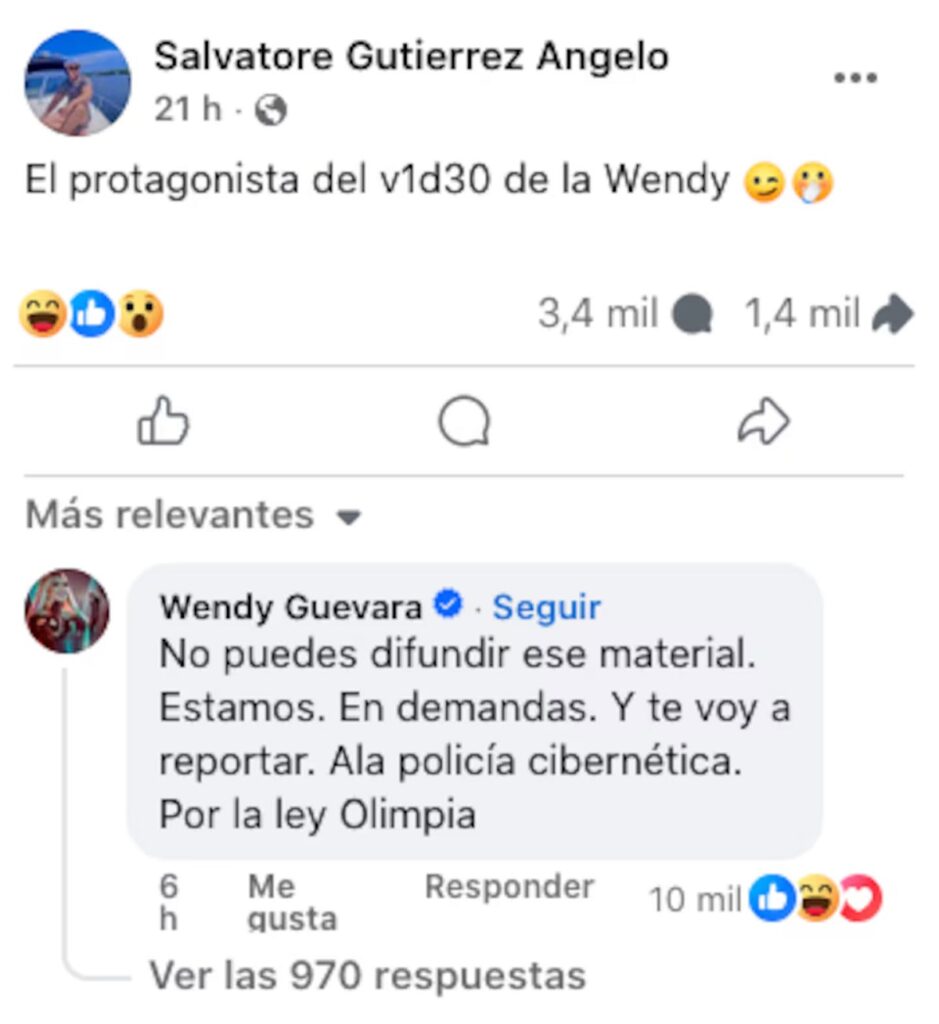 Influencer denunciado por video de Wendy Guevara