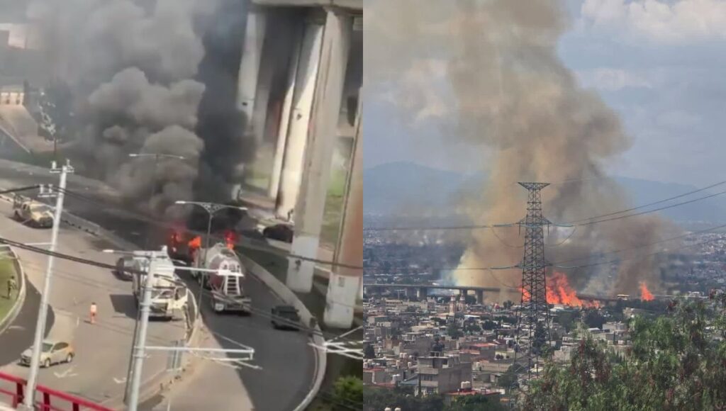 Video de la explosión de una pipa en el Puente de la Concordia en la Calzada Zaragoza en la CDMX