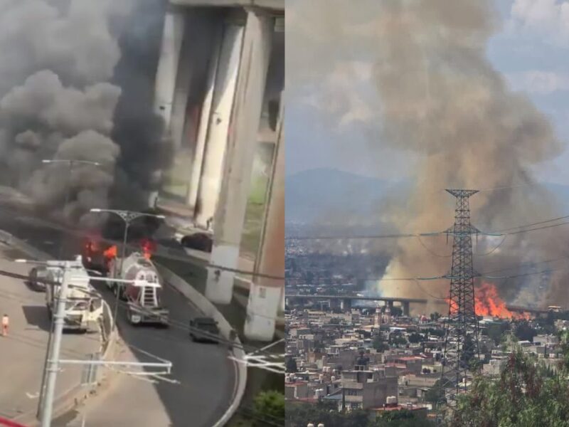 Video de la explosión de una pipa en el Puente de la Concordia en la Calzada Zaragoza en la CDMX