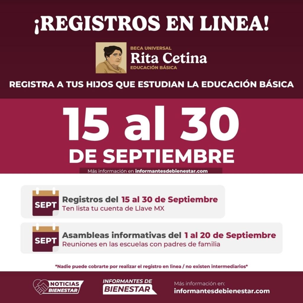beca rita cetina calendario de pagos septiembre
