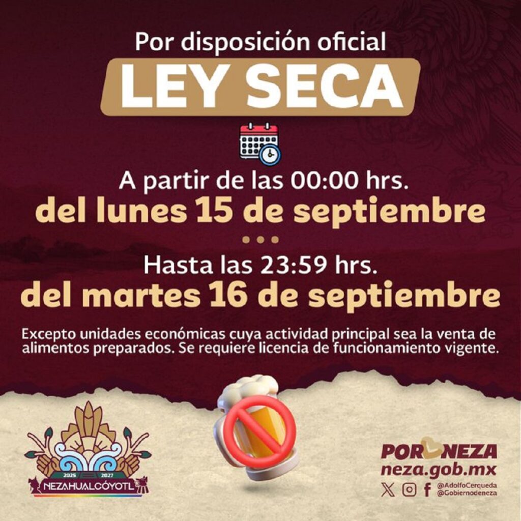 Ley seca en México 15 de septiembre multas