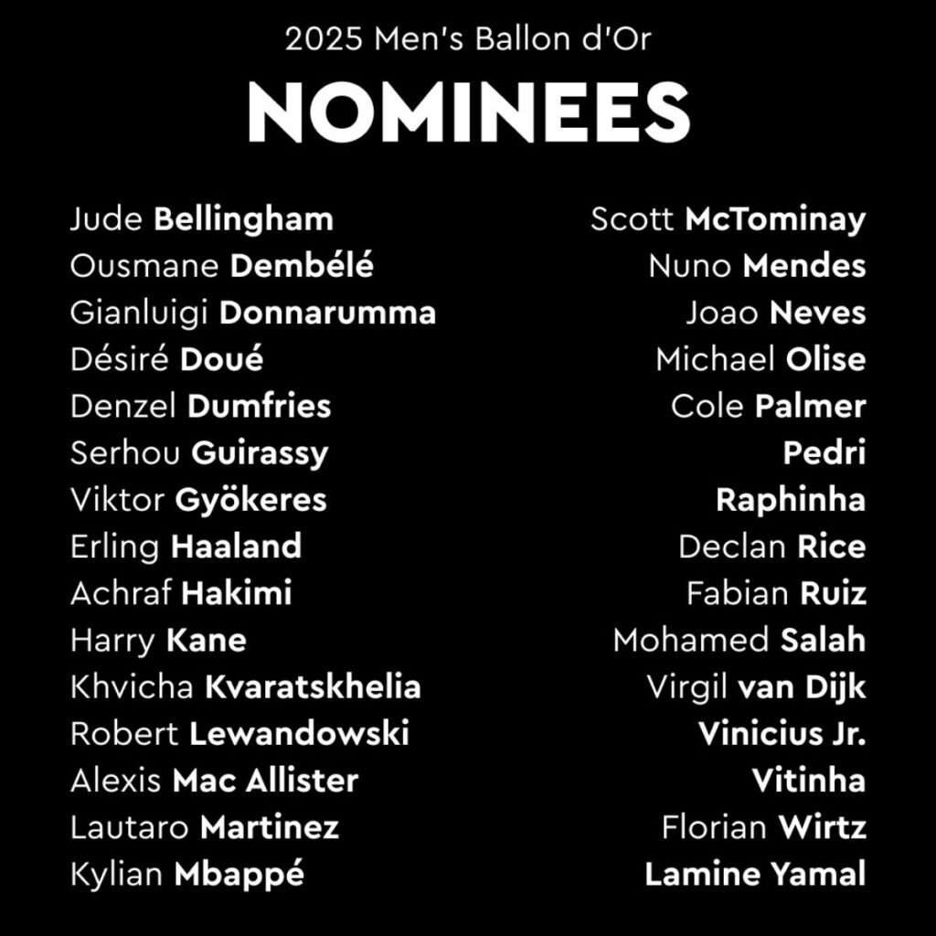 nominados al balon de oro 2025