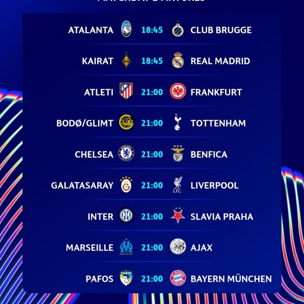 partidos de champions del 30 de septiembre y como verlos en vivo