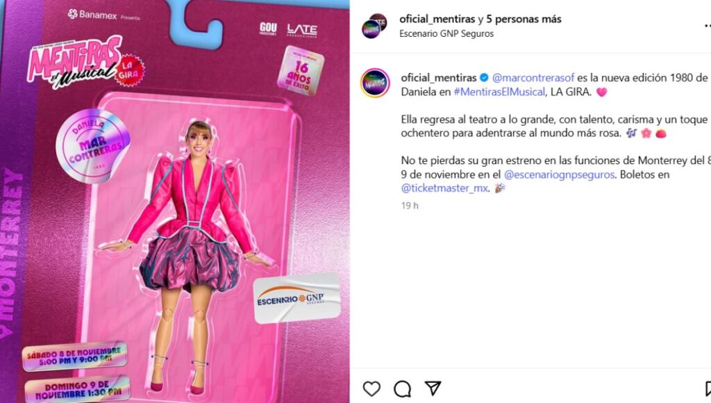 Fechas y horarios de Mentiras el Musical con Mar Contreras