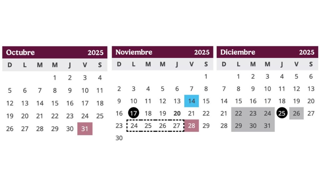 Días feriados y puentes en octubre de 2025 como parte del Calendario Escolar SEP