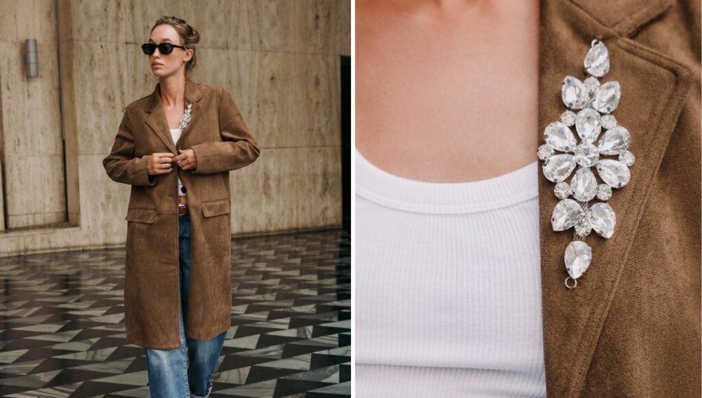Abrigo Levita Antelina con broche de Zara