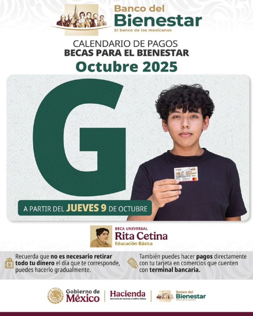 Pago de la Beca Rita Cetina hoy jueves 9 de octubre