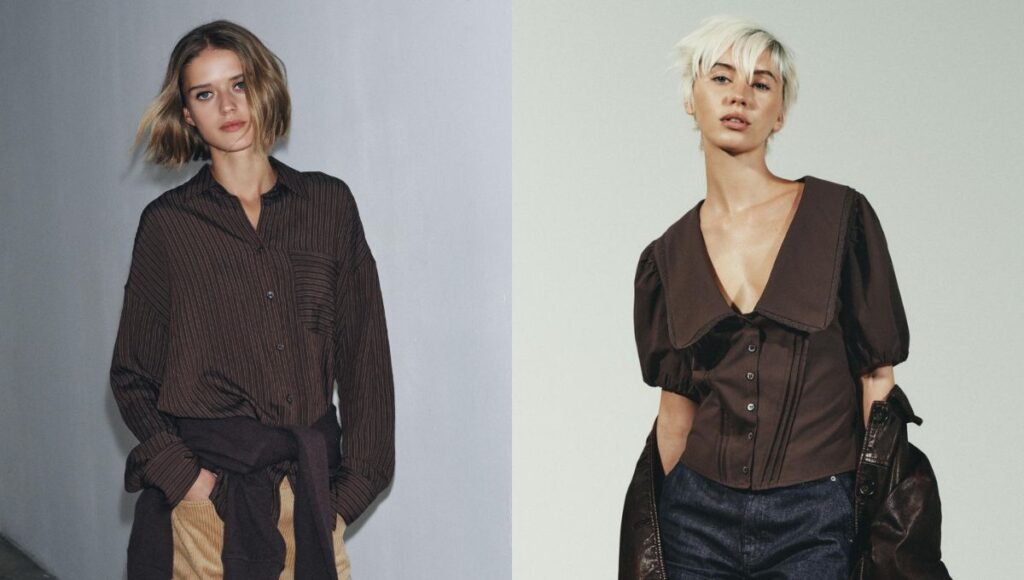 Colección de camisas café de Zara para el otoño 2025