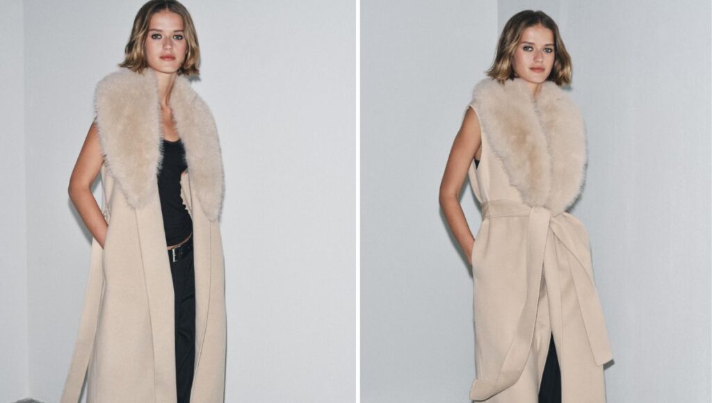 Chaleco con cuello efecto pelo de Zara