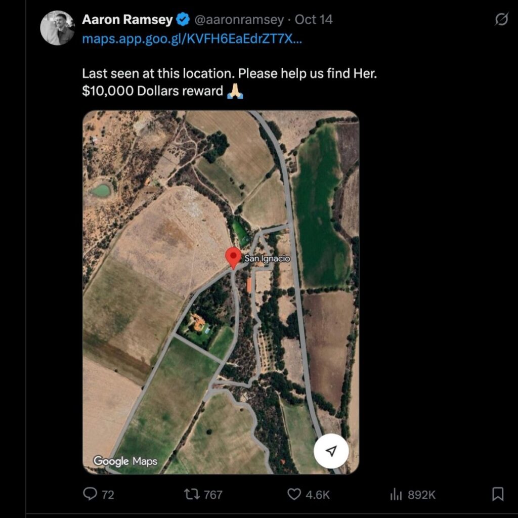 donde se perdio el perro de aaron ramsey