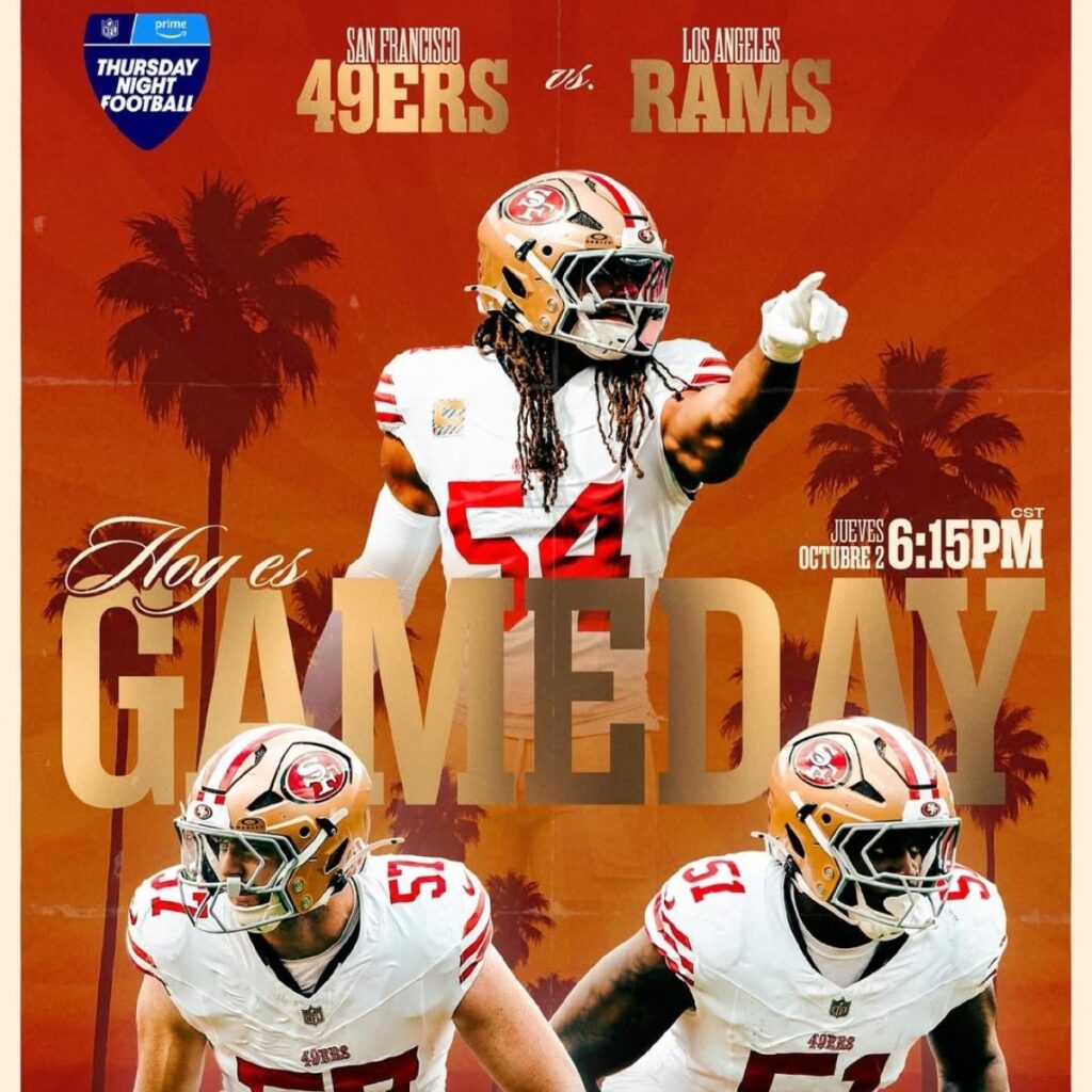 donde ver en vivo el rams vs 49ers el 2 de octubre