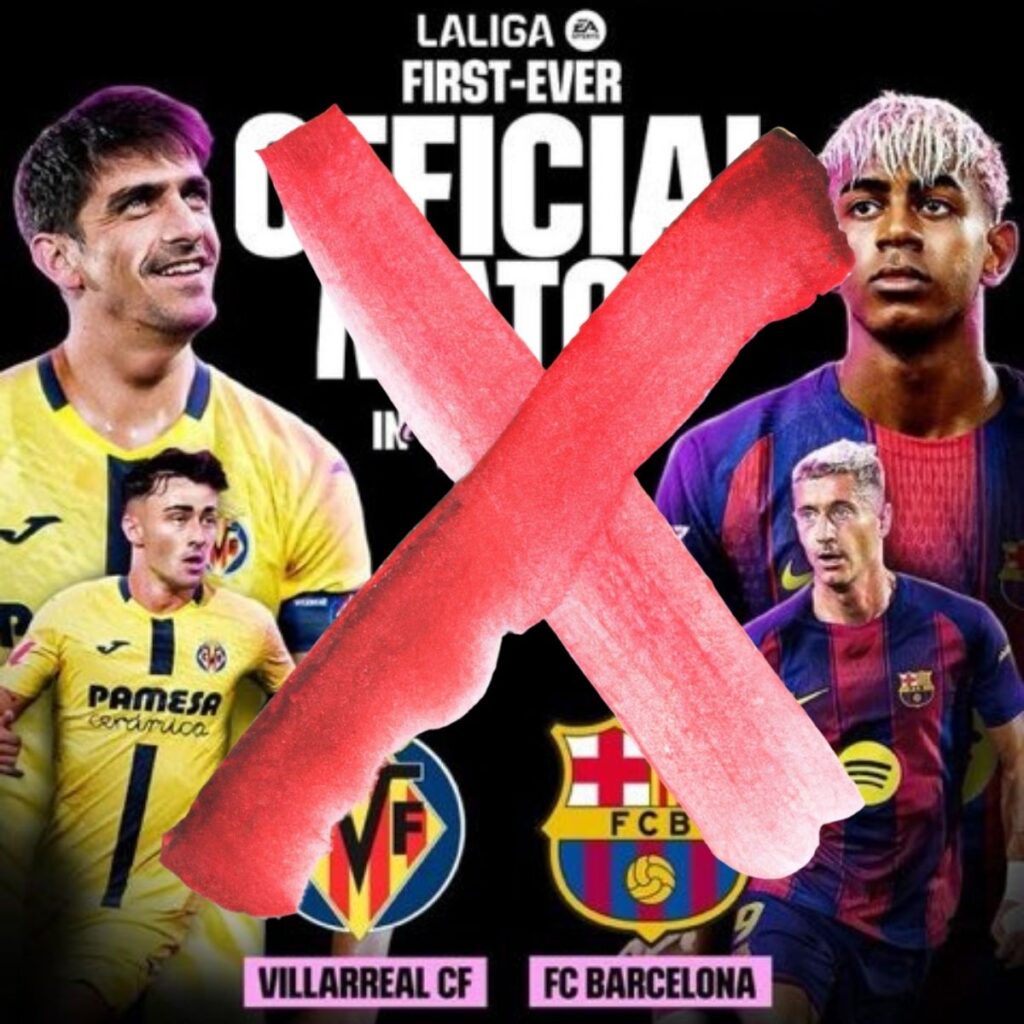 el juego de barcelona vs villarreal se jugara en españa y no en miami