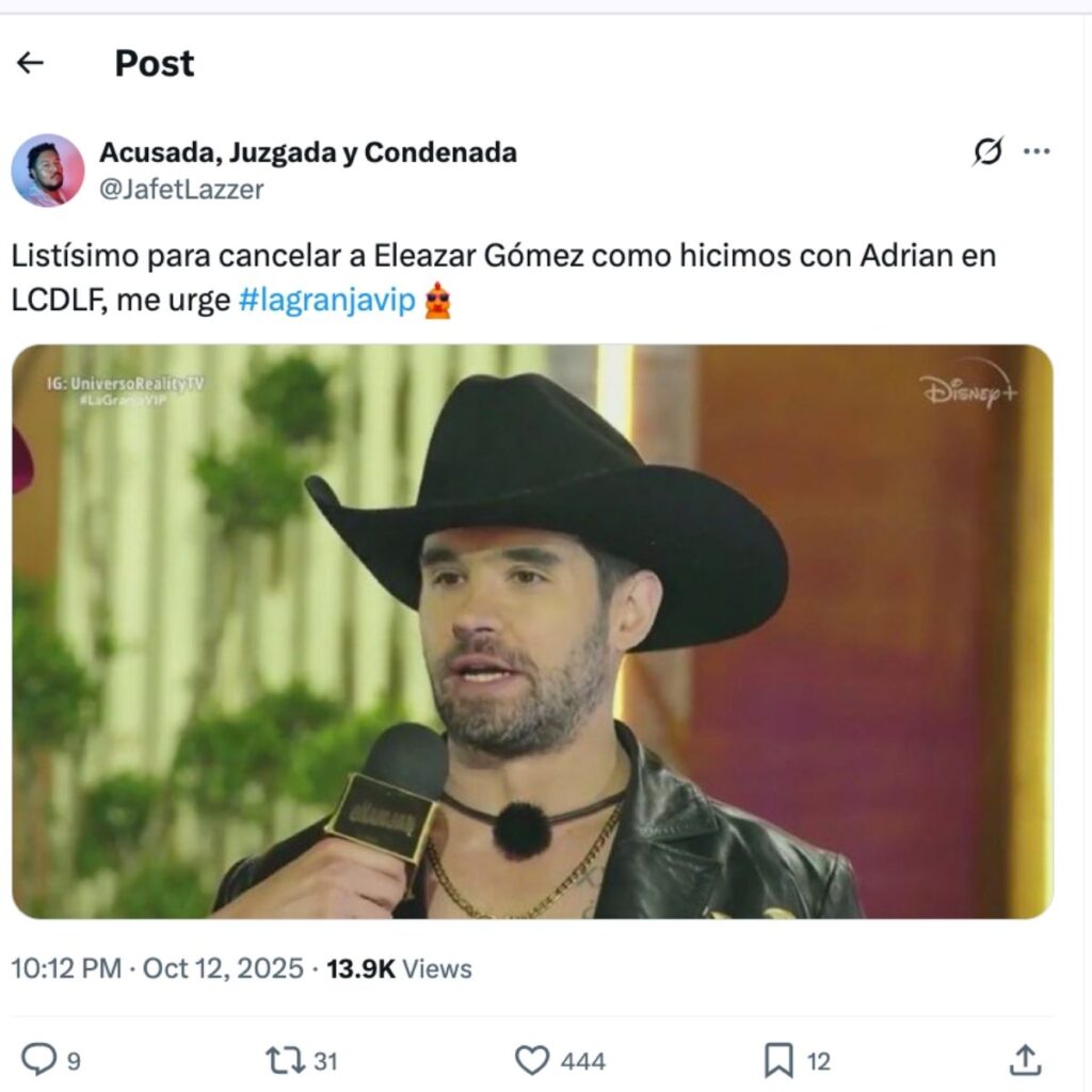 fans de la granja vip cancelan a eleazar gomez por polemicas