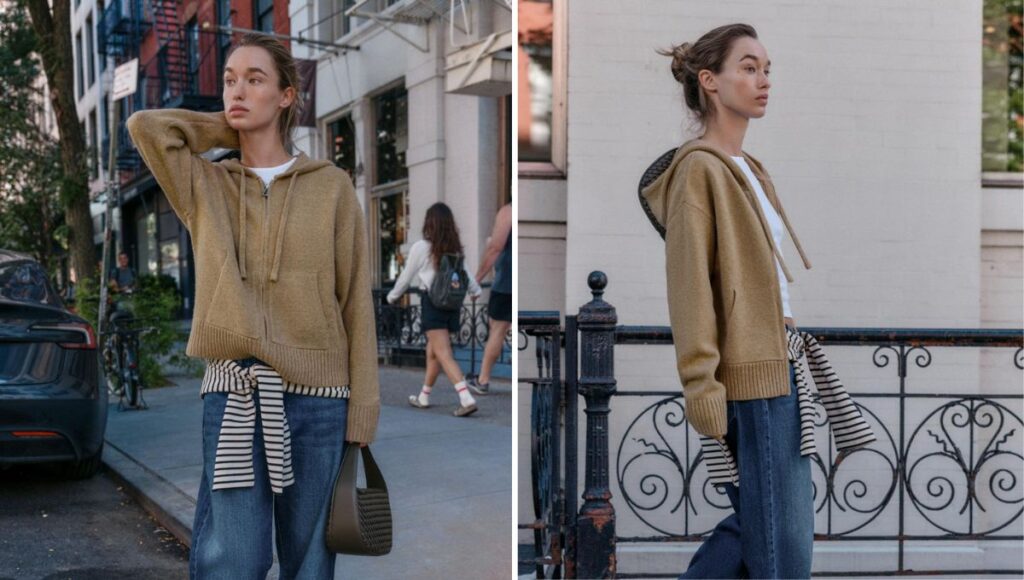 Hoodie con tejido de punto de Zara