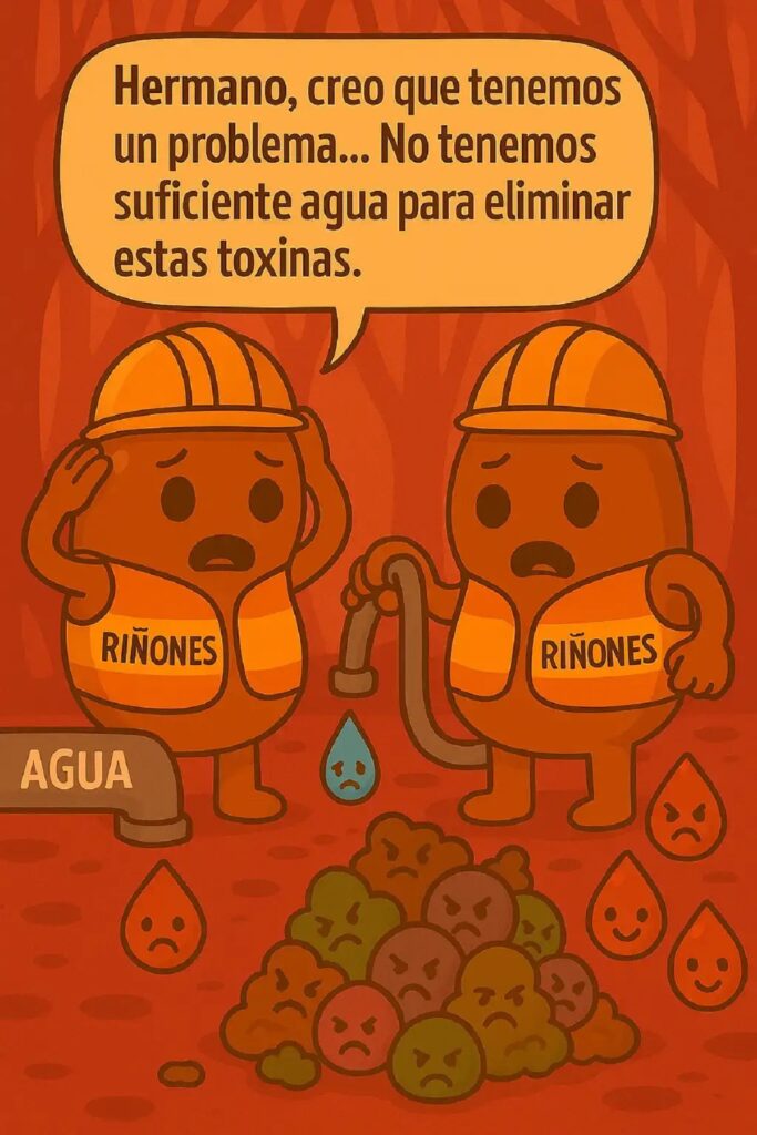 Los hermanos riñones están haciendo que todos tomen agua