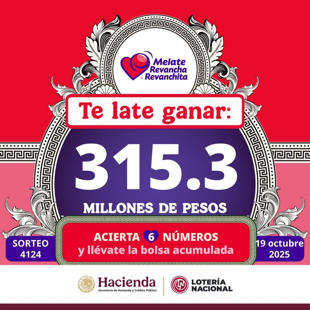 Lotería Nacional, resultados de Melate del domingo 19 de octubre
