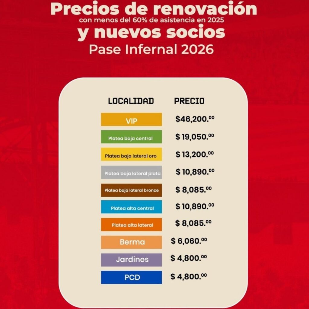 precios del pase infernal 2026