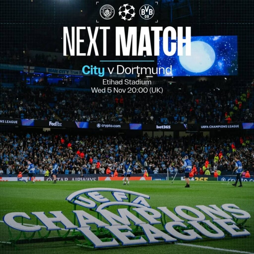 a que hora es el city vs dortmund del 5 de noviembre