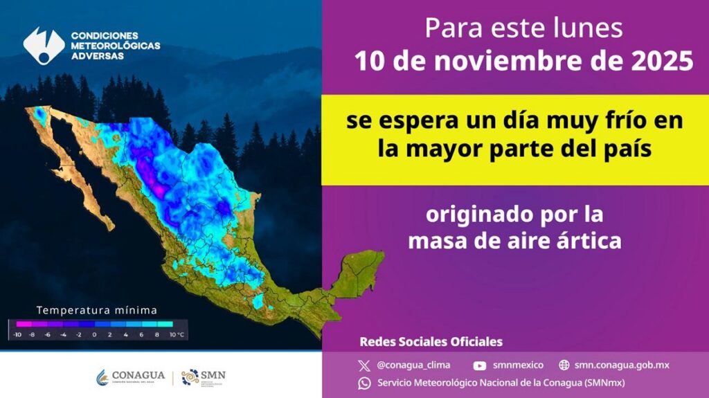 Frente Frío 13 hoy lunes 10 de noviembre
