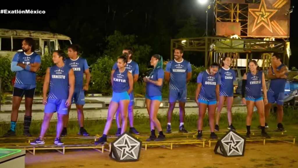 reaccion del equipo azul tras llegada de natali a exatlon