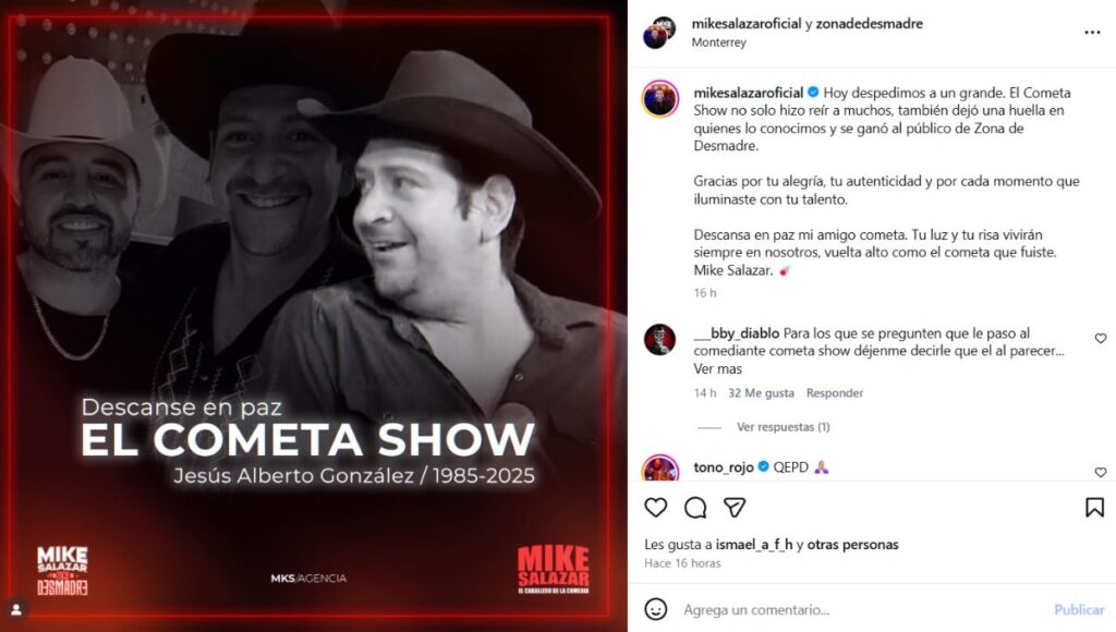 De qué murió El cometa show comediante de Monterrey