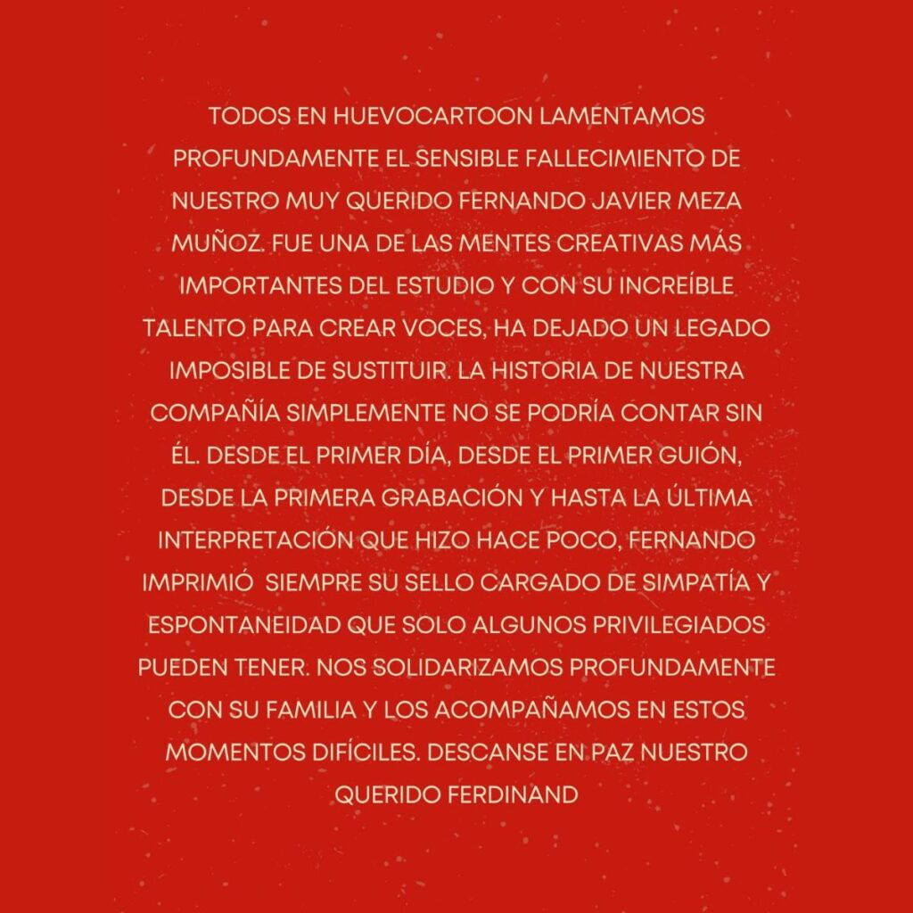 De qué murió Fernando Meza de Huevo Cartoon