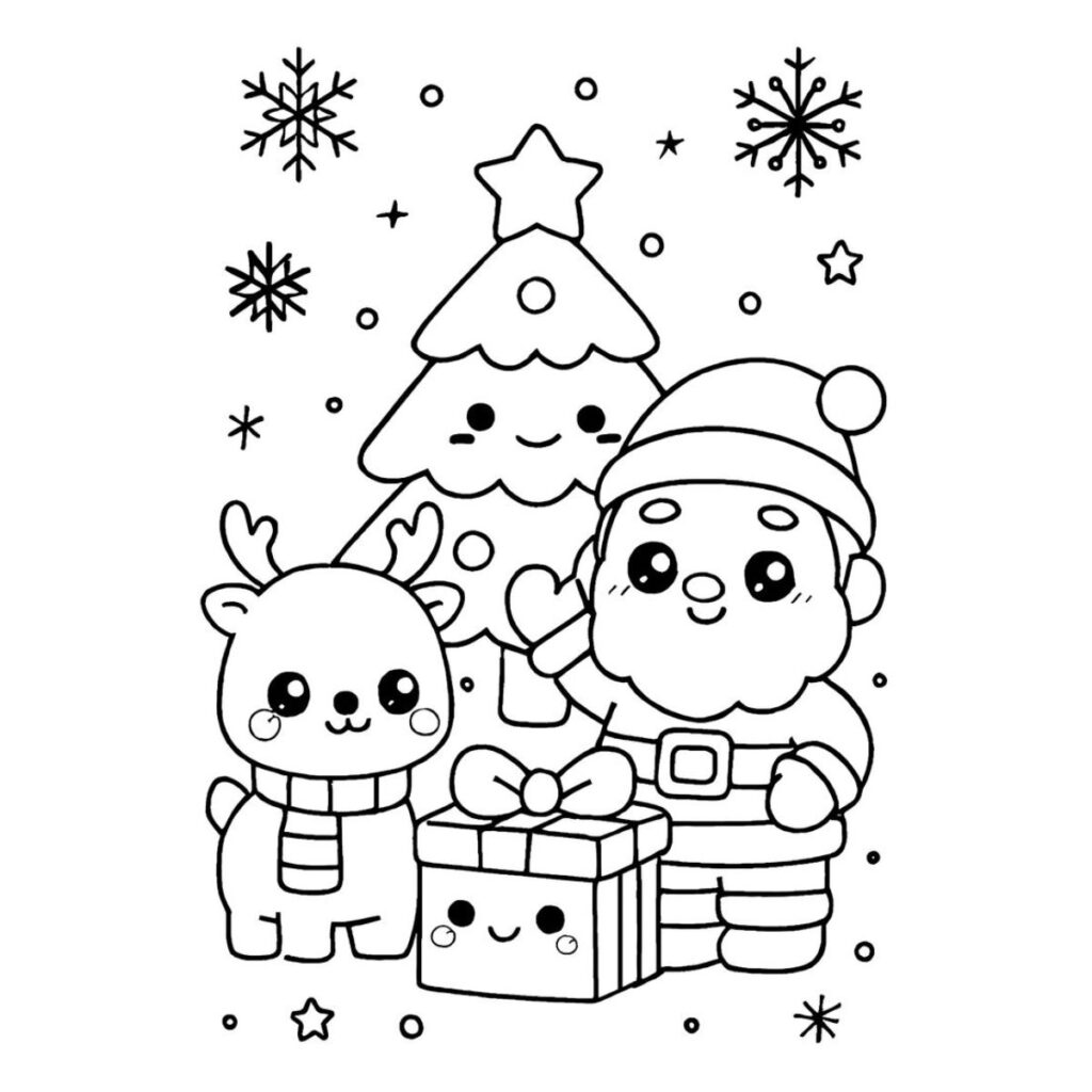 Dibujos bonitos de navidad kawaii para imprimir y colorear