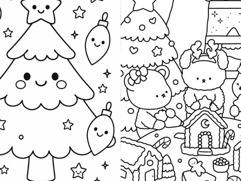 Dibujos bonitos de navidad kawaii para imprimir y colorear