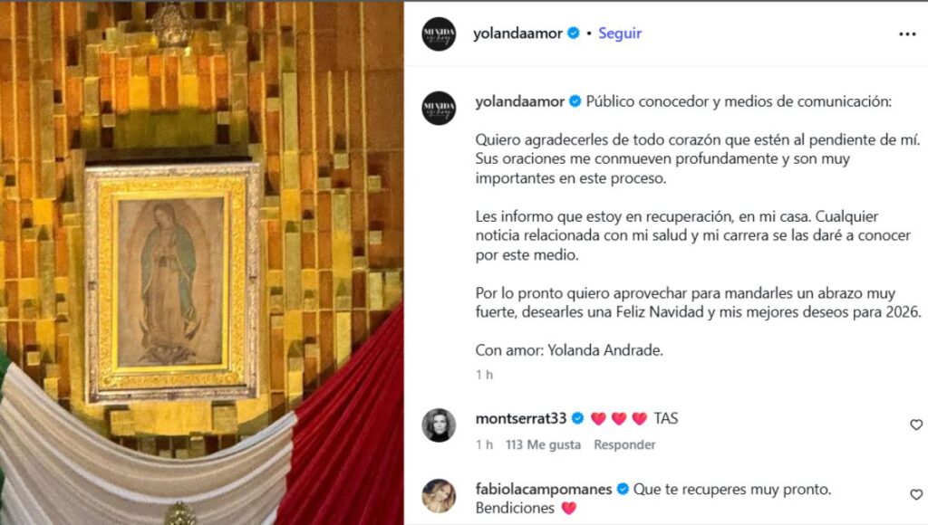 Yolanda Andrade habla sobre su estado de salud