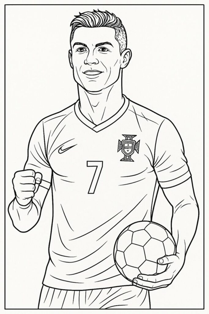Dibujos de Cristiano Ronaldo fáciles para imprimir y colorear