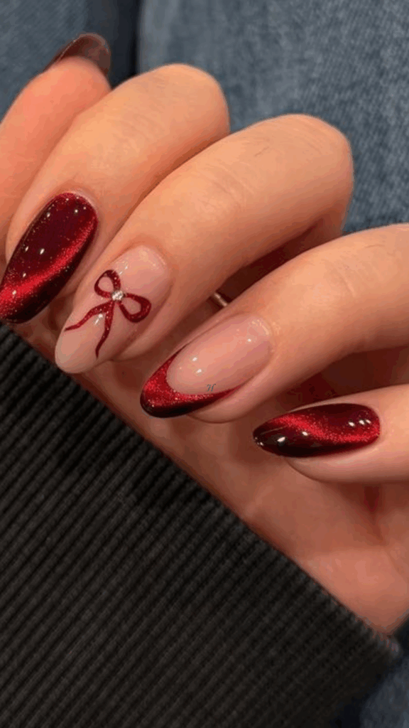 Diseños de uñas para Navidad 2025 rojos