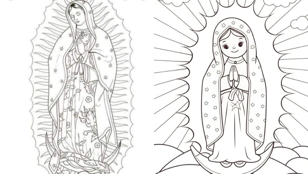 dibujos de la Virgen de Guadalupe para imprimir y colorear