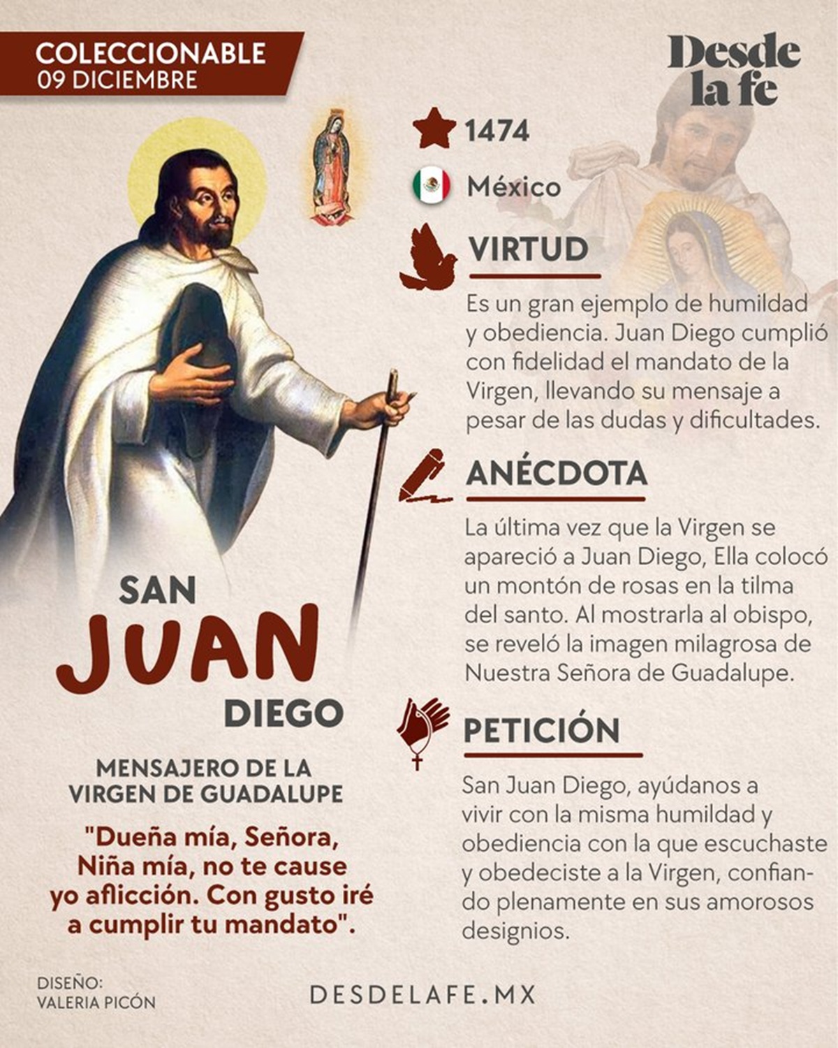 Oración a San Juan Diego para recibir su protección hoy martes 9 de ...