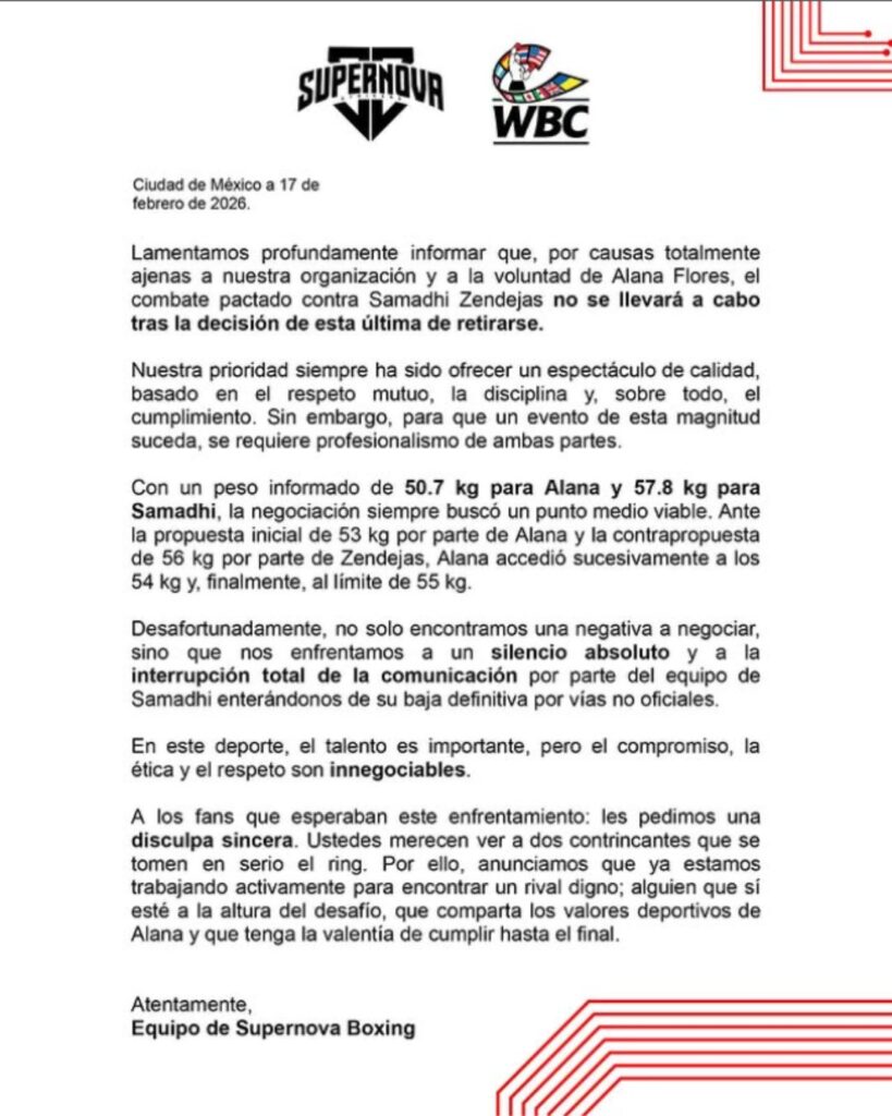 Supernova acusado de estafa y piden reembolso por cancelación de pelea entre Alana y Samadhi