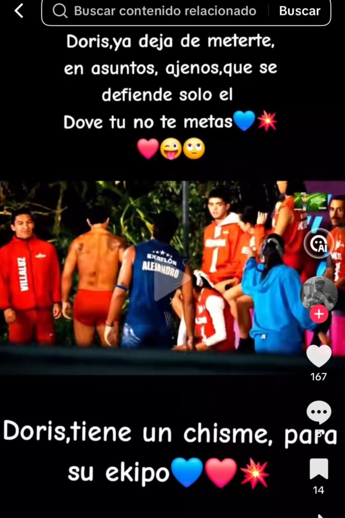 doris se mete en pelea de mono y alejandro en exatlon mexico