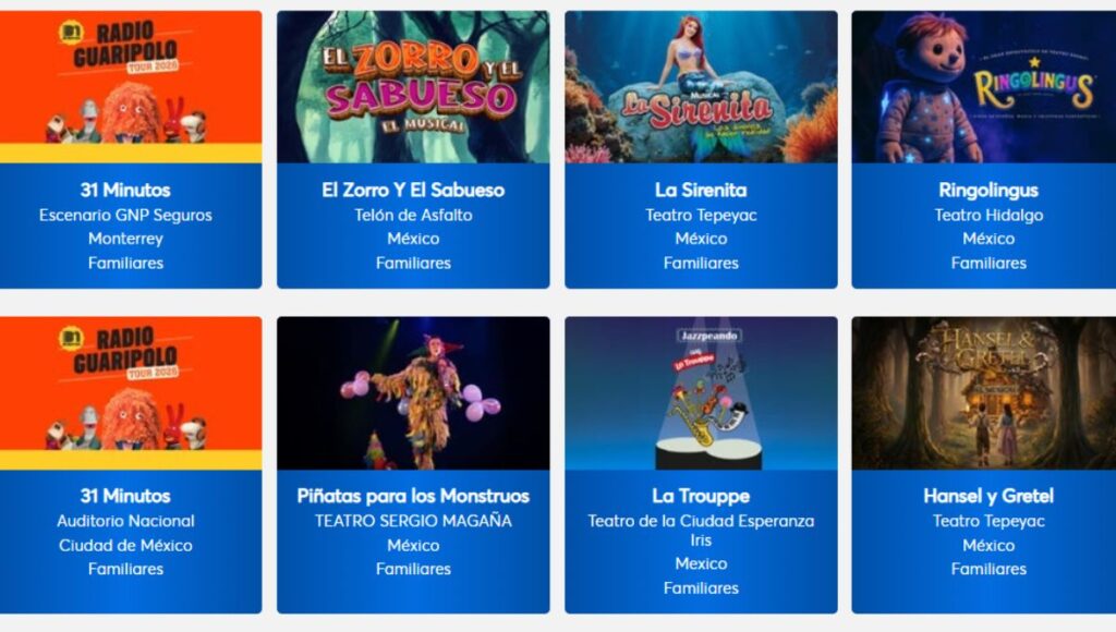 obras de teatro y eventos familiares del jueves 2x1 de Ticketmaster hoy 26 de marzo
