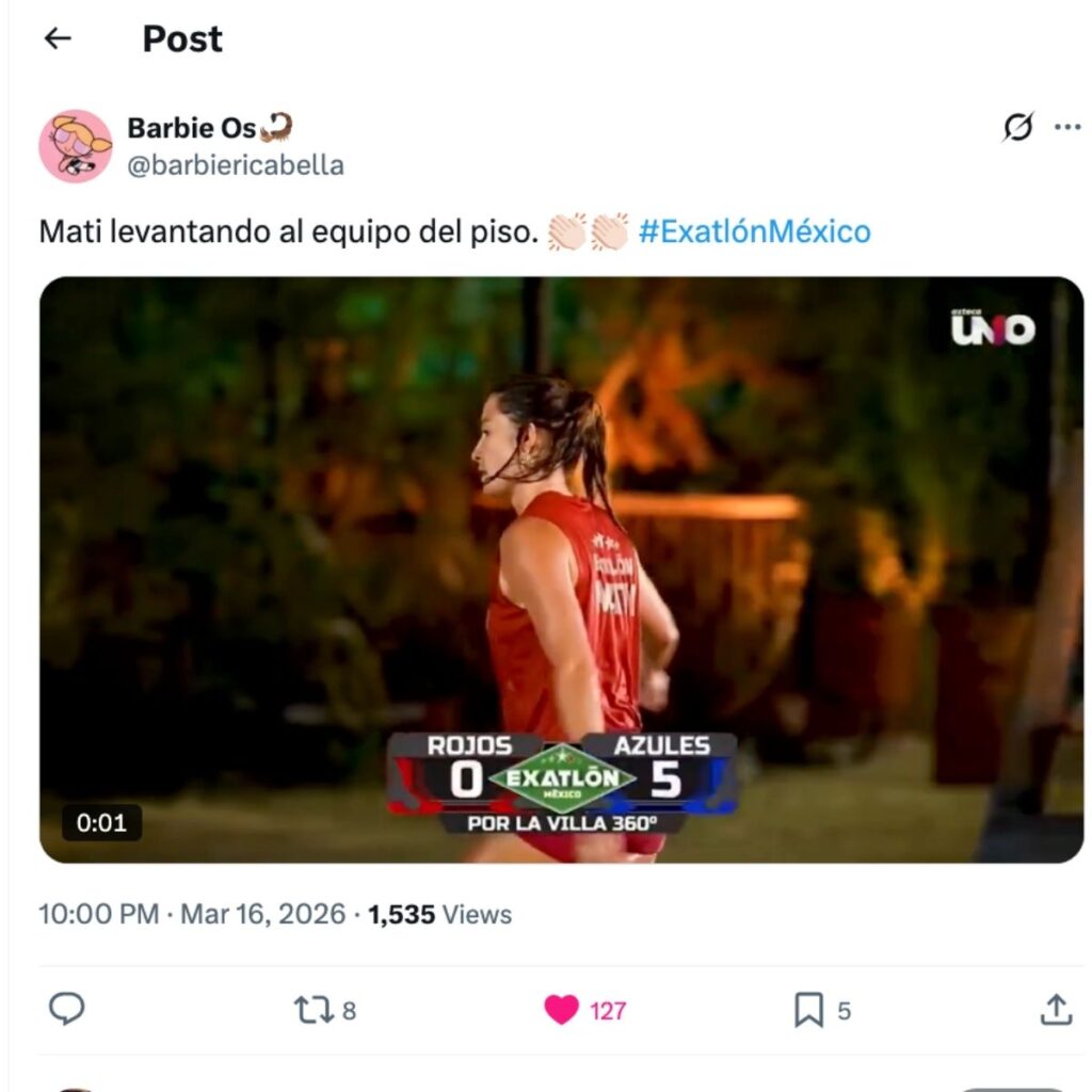 mati cargando a los rojos de exatlon mexico