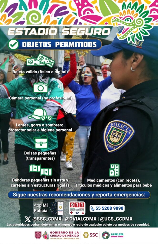 objetos prohibidos para el partido México vs Portugal