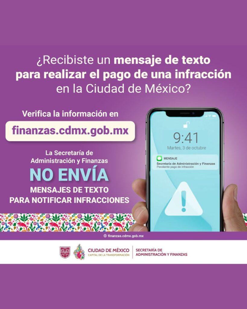 Semovi alerta por mensajes de texto fraude por infracciones en la CDMX