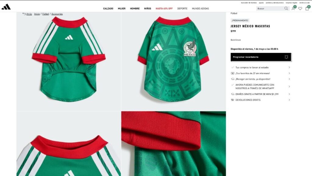 precio jersey adidas para mascotas mundial 2026